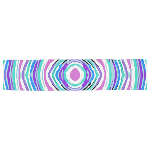 psychedelic graffiti circle pattern abstract in pink blue purple Table Runner 16x72 inch