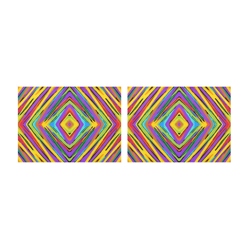 psychedelic geometric graffiti square pattern abstract in blue purple pink yellow green Placemat 14’’ x 19’’ (Set of 2)