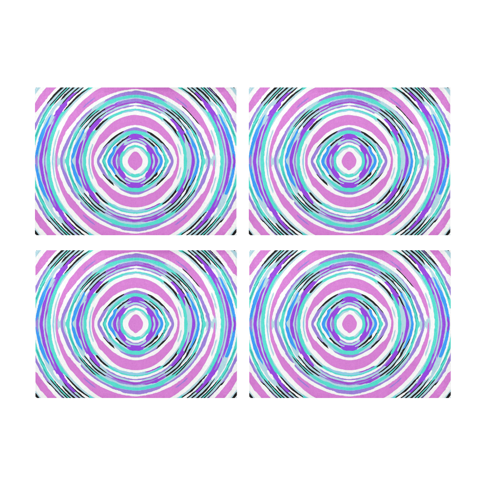 psychedelic graffiti circle pattern abstract in pink blue purple Placemat 14’’ x 19’’ (Set of 4)
