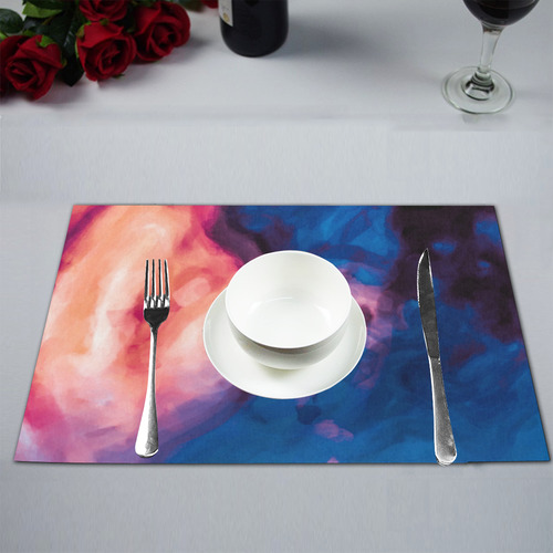 psychedelic milky way splash painting texture abstract background in red purple blue Placemat 12’’ x 18’’ (Set of 4)