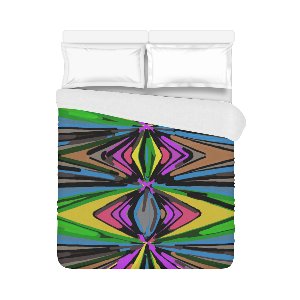 psychedelic geometric graffiti triangle pattern in pink green blue yellow and brown Duvet Cover 86"x70" ( All-over-print)