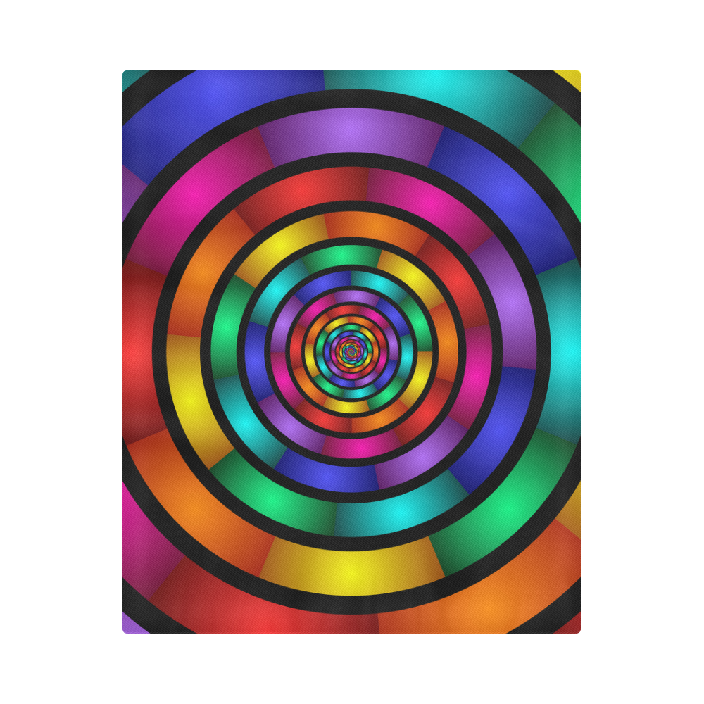 Round Psychedelic Colorful Modern Fractal Graphic Duvet Cover 86"x70" ( All-over-print)
