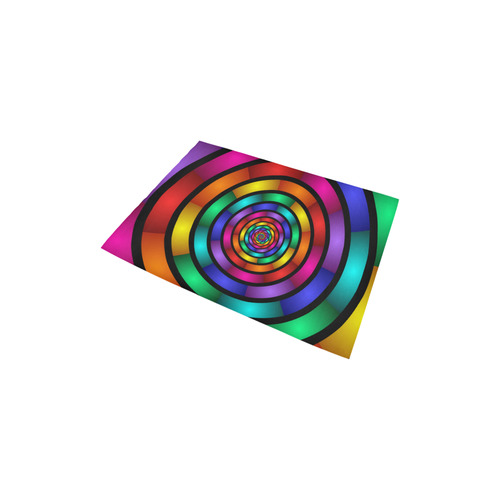 Round Psychedelic Colorful Modern Fractal Graphic Area Rug 2'7"x 1'8‘’