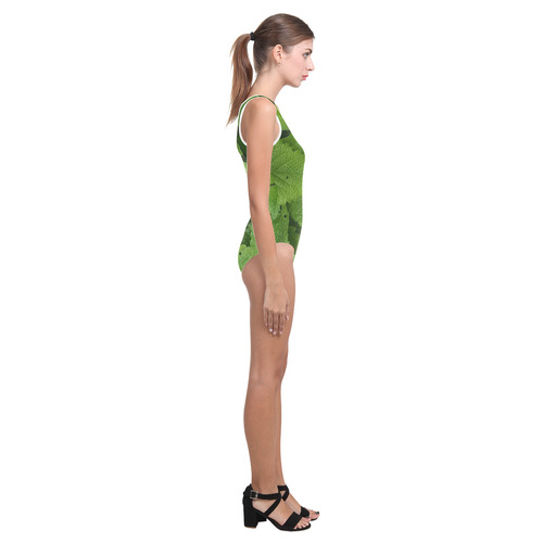 Green Leaves Vest One Piece Swimsuit (Model S04)