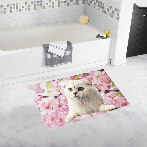 Cat and Flowers Bath Rug 20''x 32''