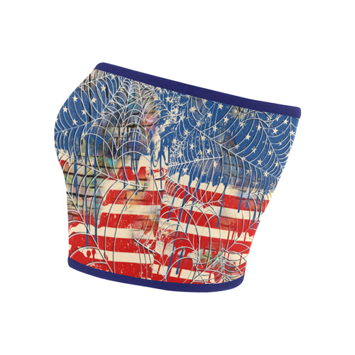 Ladies Crop Top Flag Drip Print Shirt Bandeau Top