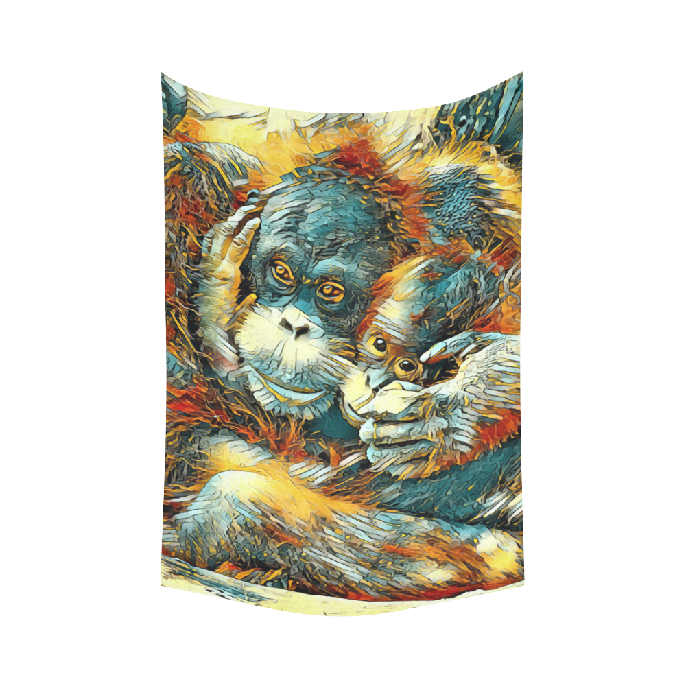 Animal_Art_OrangUtan20161201_by_JAMColors Cotton Linen Wall Tapestry 60"x 90"