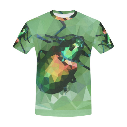 Pretty green bug, Low poly dogbane beetle All Over Print T-Shirt for Men (USA Size) (Model T40)