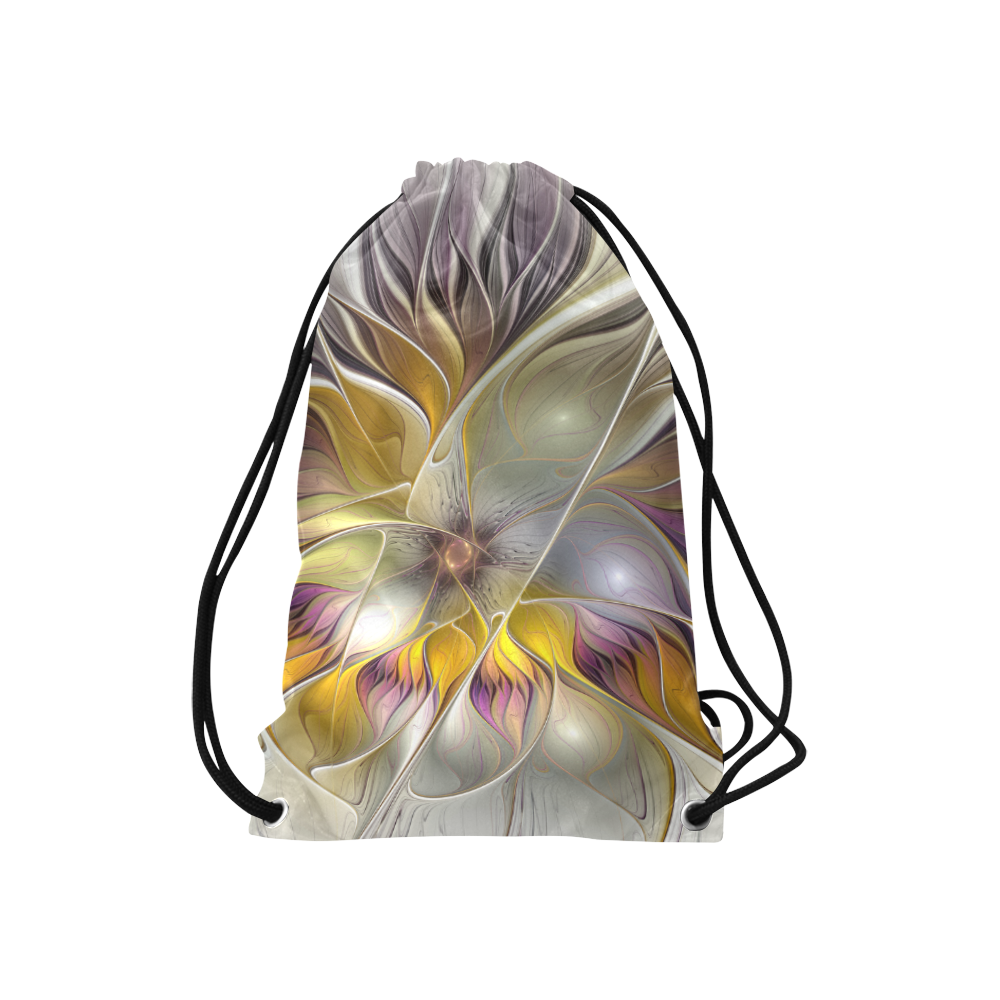Abstract Colorful Fantasy Flower Modern Fractal Small Drawstring Bag Model 1604 (Twin Sides) 11"(W) * 17.7"(H)