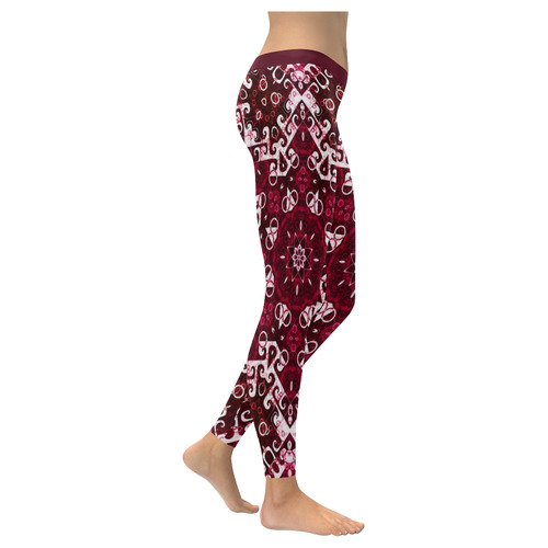 Boho Red Fancy Women's Low Rise Leggings (Invisible Stitch) (Model L05)