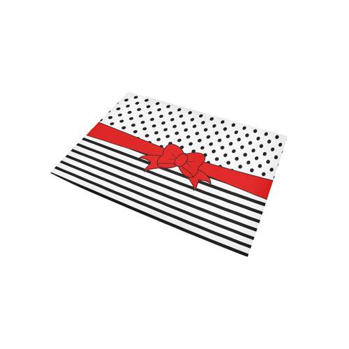 Polka Dots Stripes black white Comic Ribbon red Area Rug 5'x3'3''