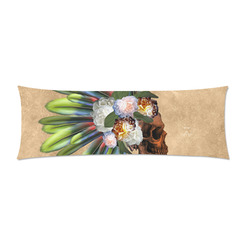 Amazing skull with feathers and flowers Custom Zippered Pillow Case 21"x60"(Two Sides)