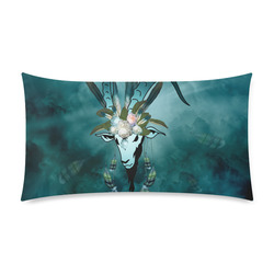 The billy goat with feathers and flowers Rectangle Pillow Case 20"x36"(Twin Sides)