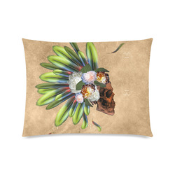 Amazing skull with feathers and flowers Custom Picture Pillow Case 20"x26" (one side)