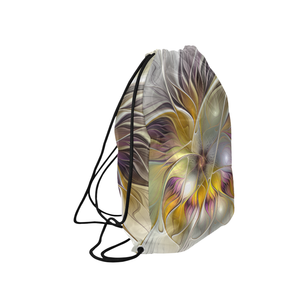 Abstract Colorful Fantasy Flower Modern Fractal Large Drawstring Bag Model 1604 (Twin Sides)  16.5"(W) * 19.3"(H)