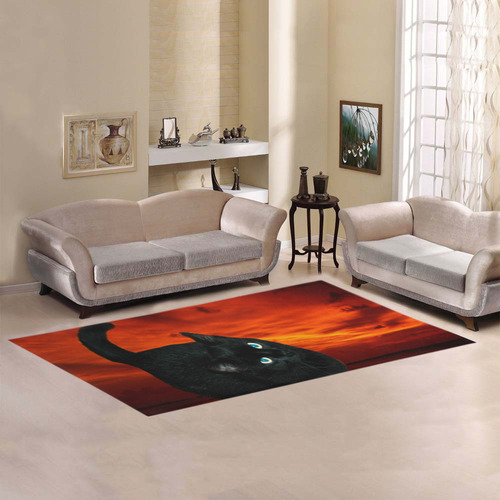Cat and Red Sky Area Rug 7'x3'3''