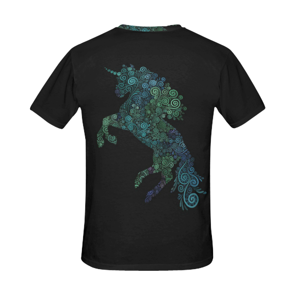 3D Psychedelic Unicorn blue and green All Over Print T-Shirt for Men (USA Size) (Model T40)