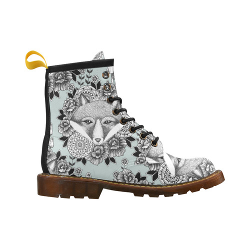 woodlands - fox and flowers pattern High Grade PU Leather Martin Boots For Women Model 402H