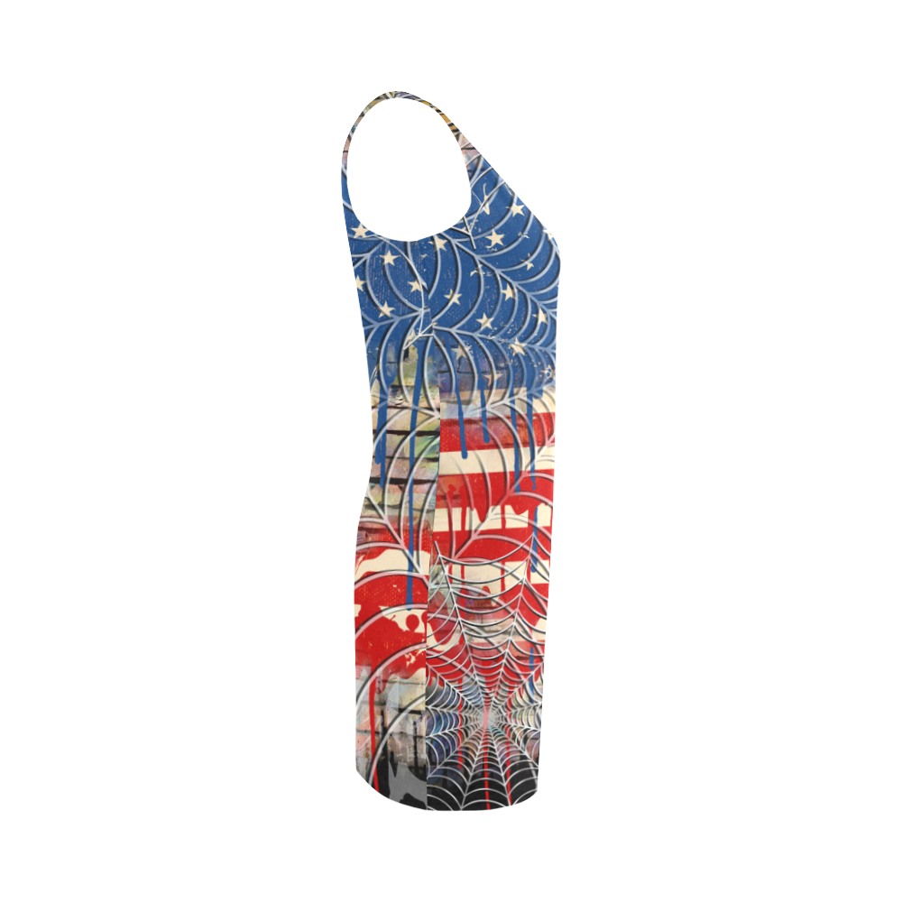 Ladies Sexy USA Flag Drip Design Dress by Juleez Medea Vest Dress (Model D06)