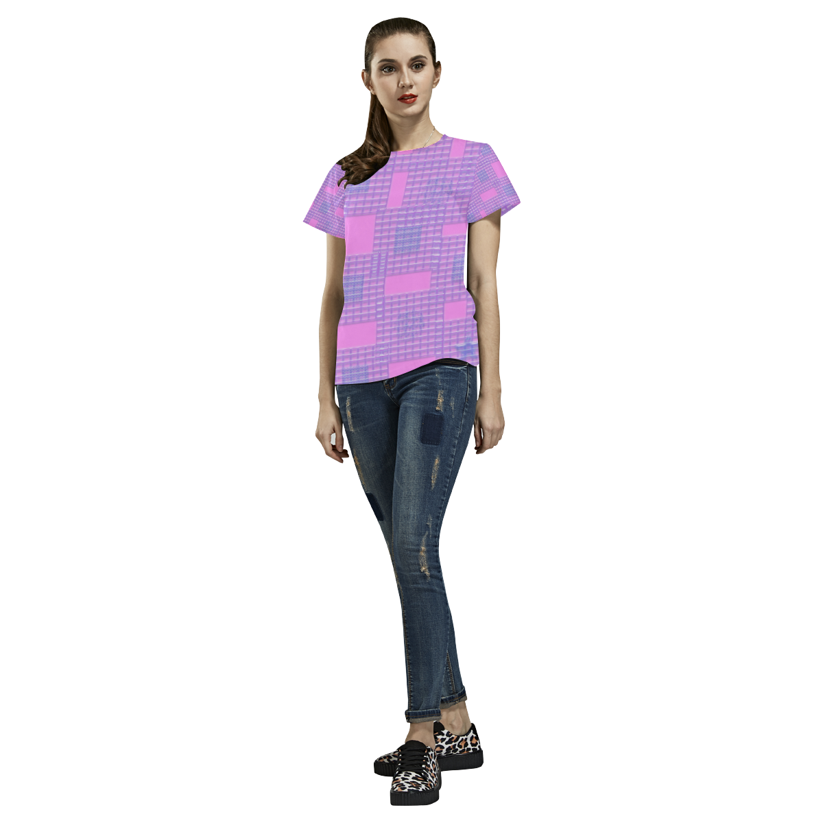 BUBBLE GUM PINK All Over Print T-Shirt for Women (USA Size) (Model T40)