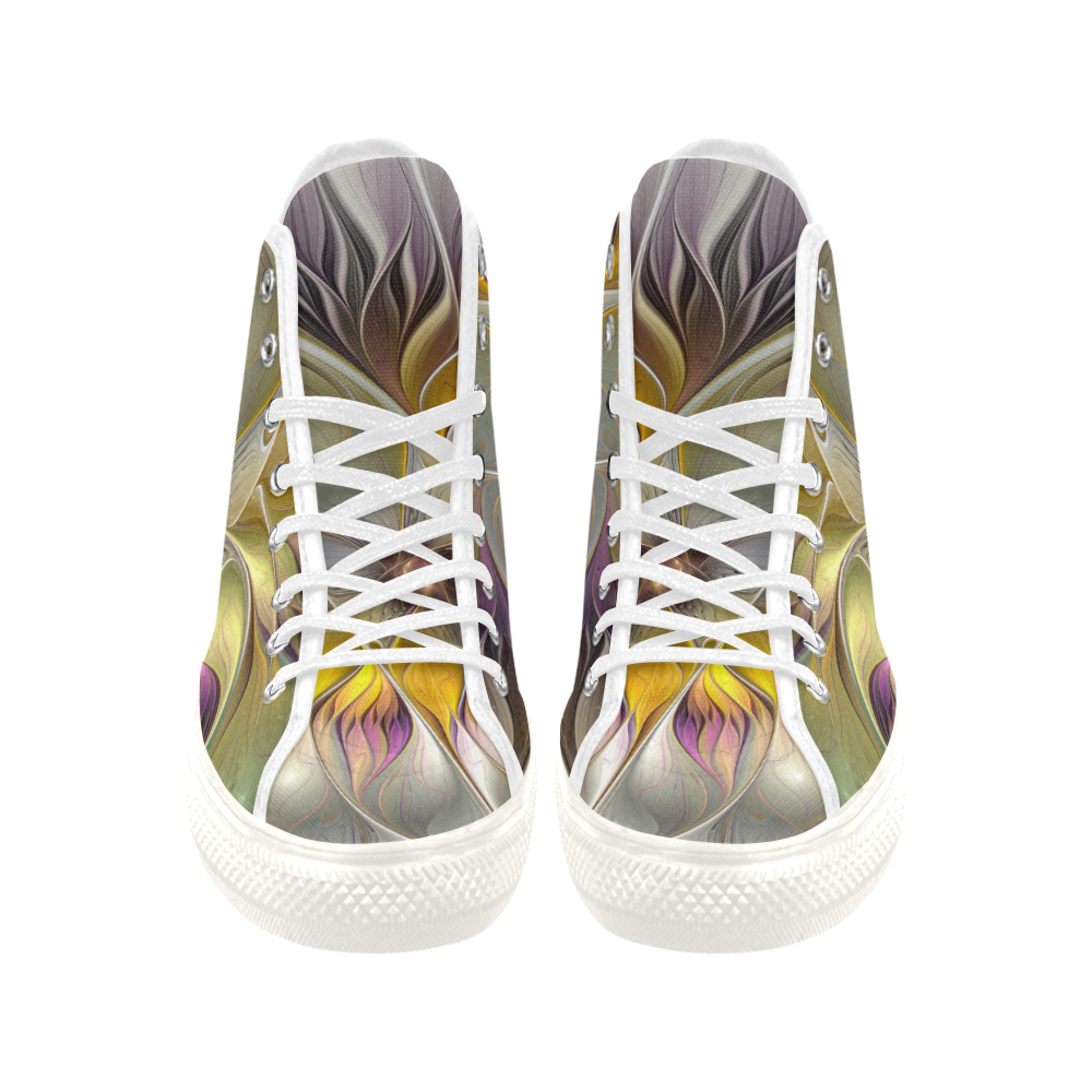 Abstract Colorful Fantasy Flower Modern Fractal Vancouver H Women's Canvas Shoes (1013-1)