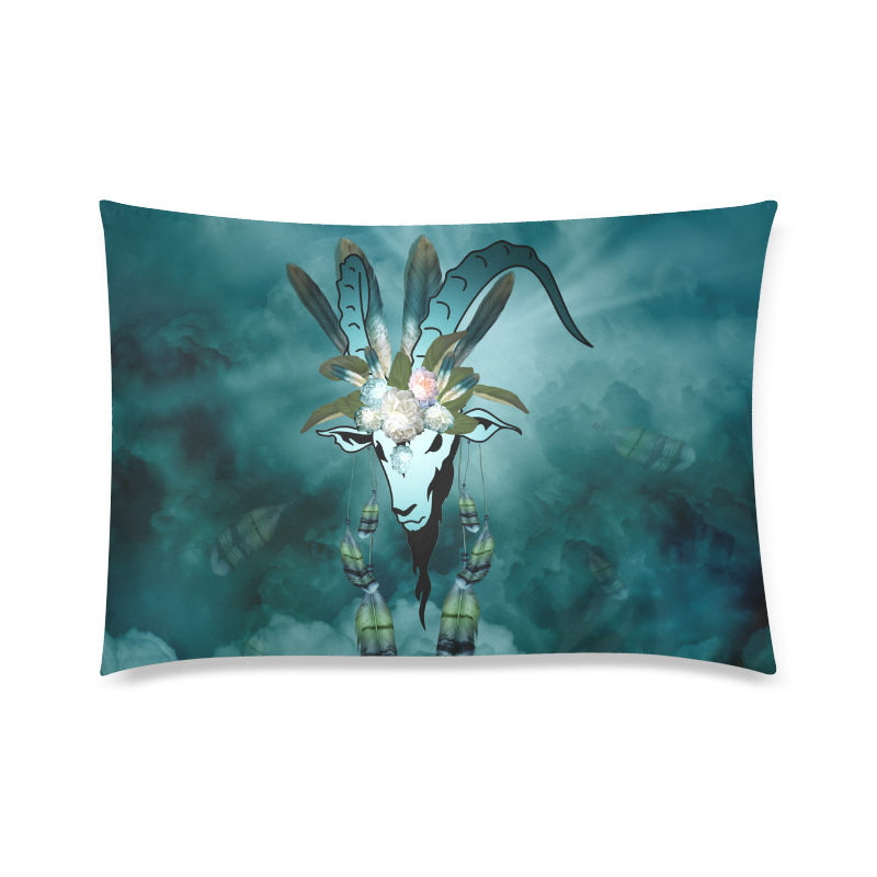 The billy goat with feathers and flowers Custom Zippered Pillow Case 20"x30"(Twin Sides)