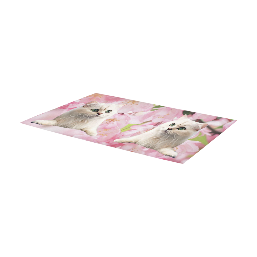 Cat and Flowers Area Rug 7'x3'3''