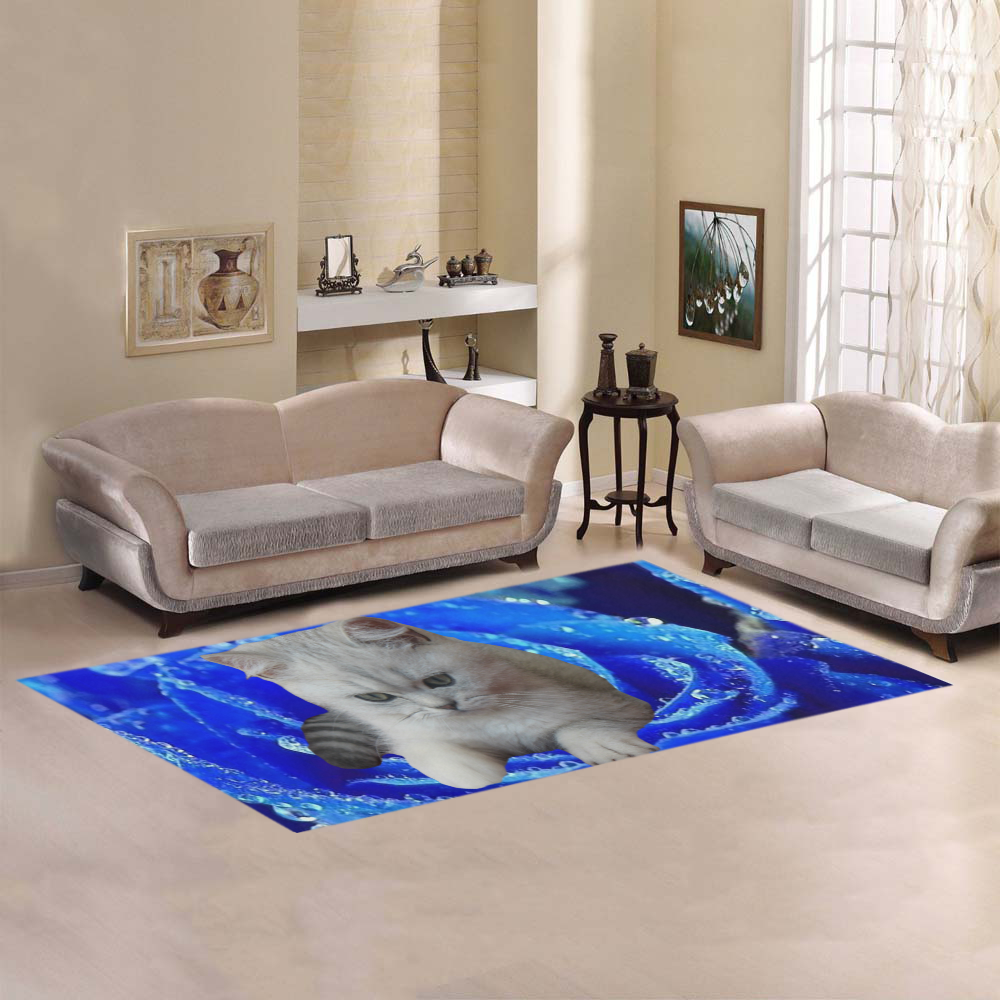 Cat and Rose Area Rug 7'x3'3''