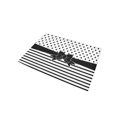 Polka Dots Stripes black white Comic Ribbon black Area Rug 5'x3'3''