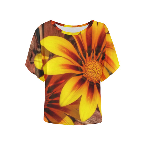 sunflower Women's Batwing-Sleeved Blouse T shirt (Model T44)