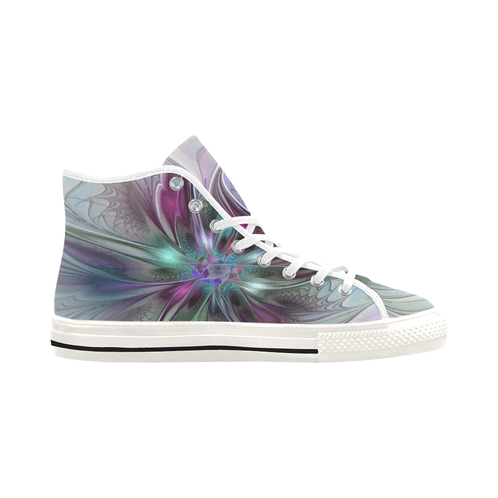 Colorful Fantasy Abstract Modern Fractal Flower Vancouver H Women's Canvas Shoes (1013-1)