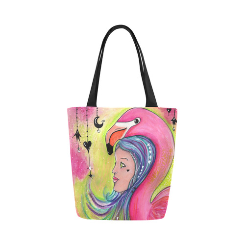 Flamingo Rising Canvas Tote Bag (Model 1657)