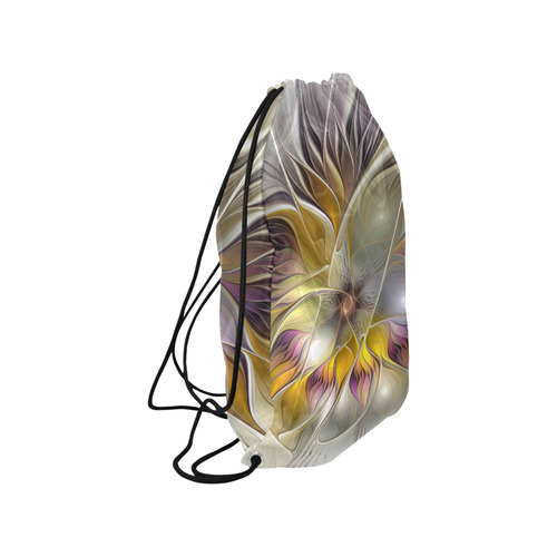 Abstract Colorful Fantasy Flower Modern Fractal Small Drawstring Bag Model 1604 (Twin Sides) 11"(W) * 17.7"(H)