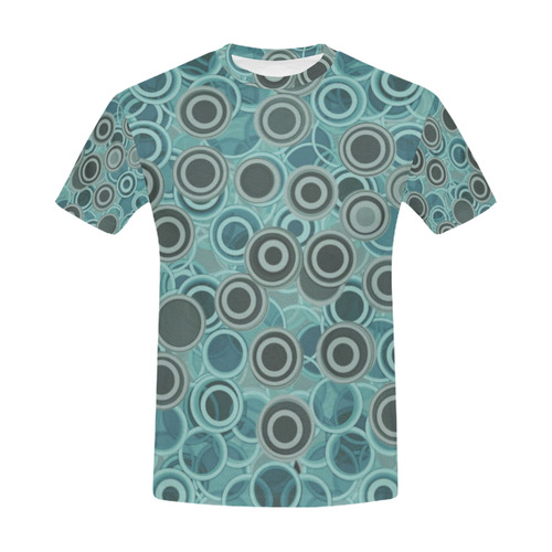 Transparent fun circles in blue - retro aqua All Over Print T-Shirt for Men (USA Size) (Model T40)