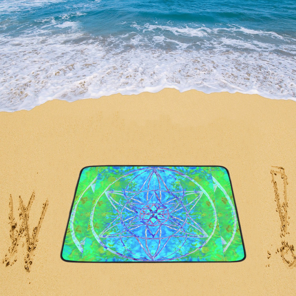 protection in nature colors-teal, blue and green Beach Mat 78"x 60"