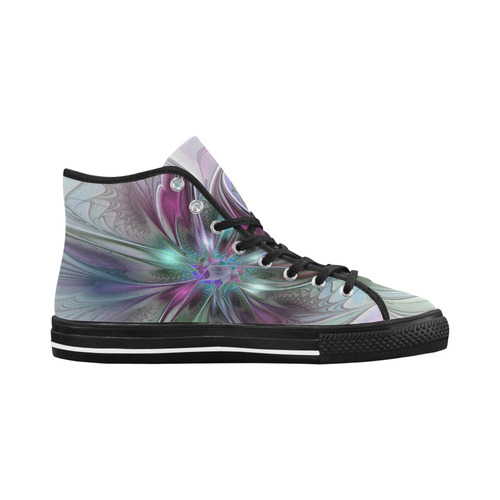 Colorful Fantasy Abstract Modern Fractal Flower Vancouver H Women's Canvas Shoes (1013-1)