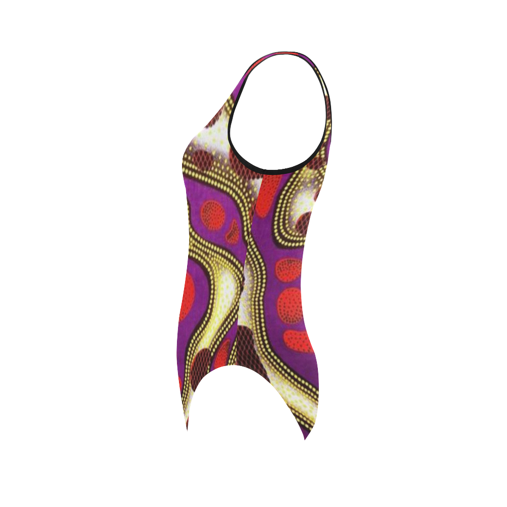 Purple/Red Print Swimsuit Vest One Piece Swimsuit (Model S04)