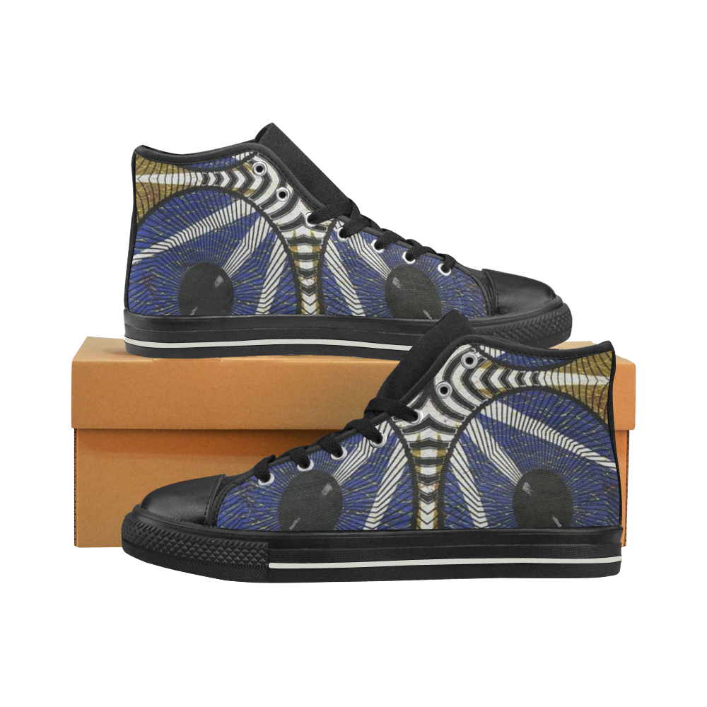 Blue African Print High Top Mens Shoe Men’s Classic High Top Canvas Shoes (Model 017)
