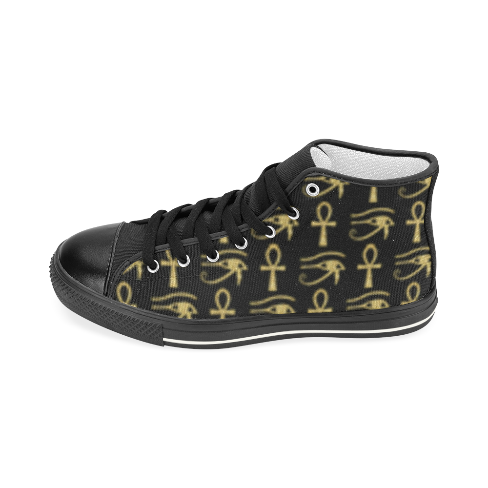Black /Gold Ankh Eye High Top Mens Shoe Men’s Classic High Top Canvas Shoes (Model 017)