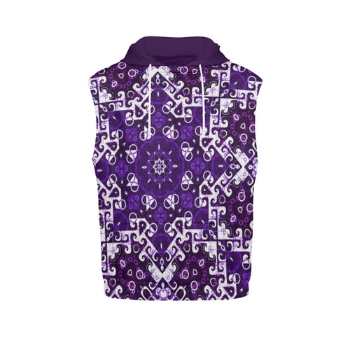 Bohemian Purple Fancy All Over Print Sleeveless Hoodie for Men (Model H15)