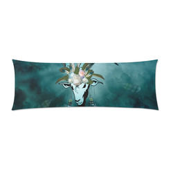 The billy goat with feathers and flowers Custom Zippered Pillow Case 21"x60"(Two Sides)