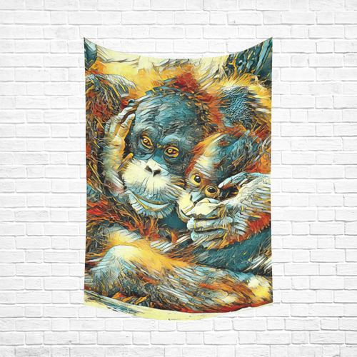 Animal_Art_OrangUtan20161201_by_JAMColors Cotton Linen Wall Tapestry 60"x 90"