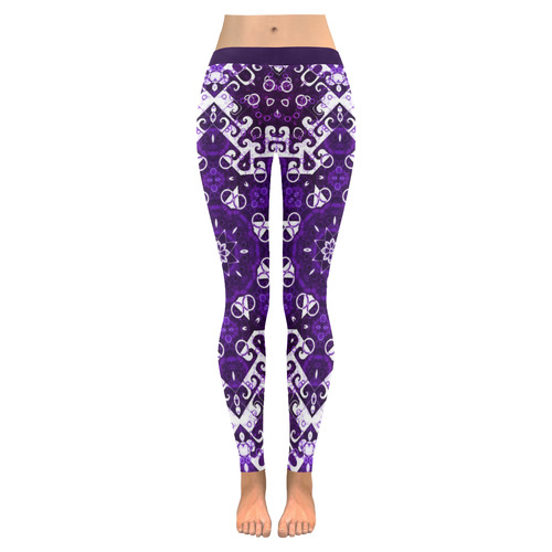 Bohemian Purple Fancy Women's Low Rise Leggings (Invisible Stitch) (Model L05)