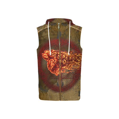 Awesome, creepy flyings skulls All Over Print Sleeveless Zip Up Hoodie for Women (Model H16)