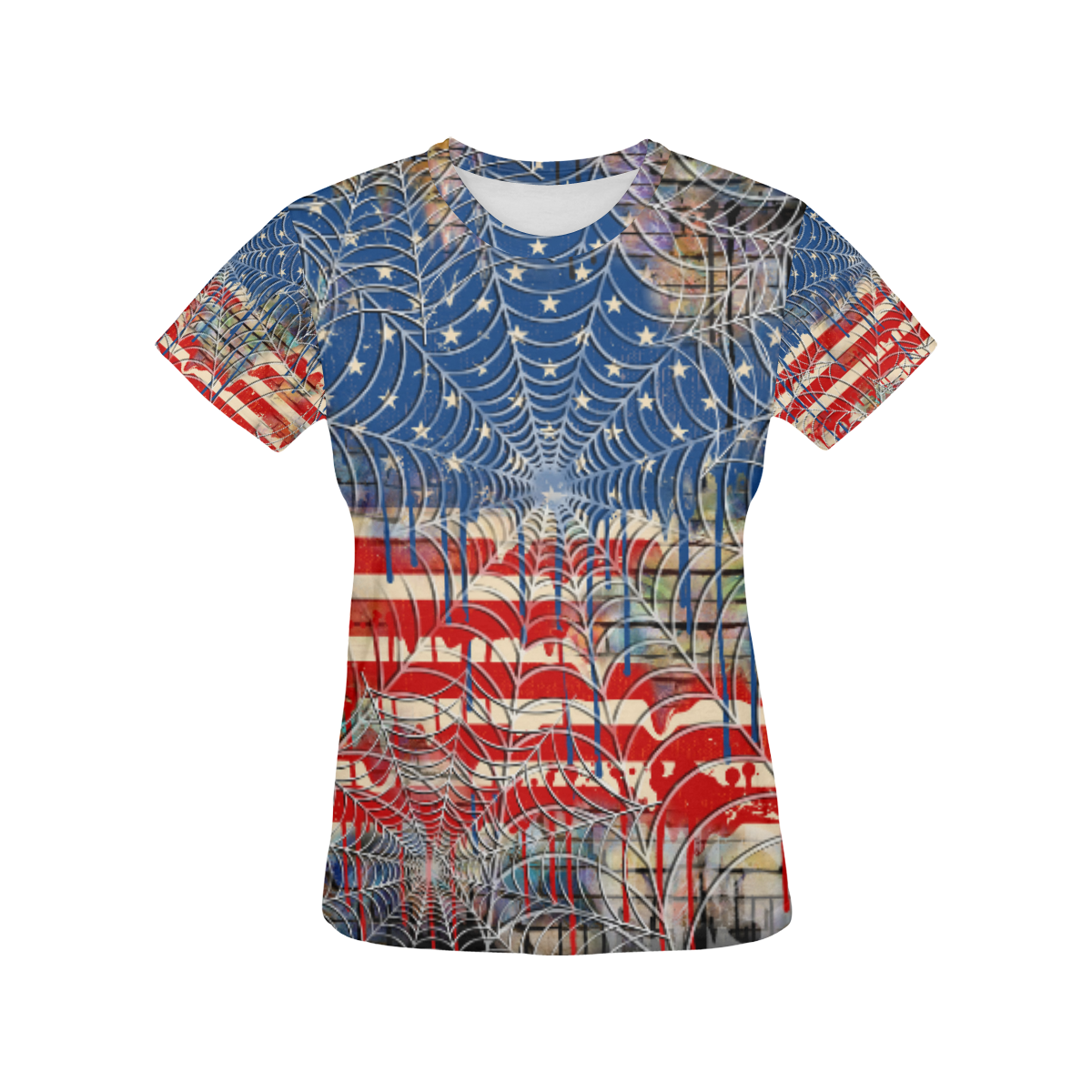 Ladies USA Flag Drip Print T shirt by Juleez All Over Print T-Shirt for ...
