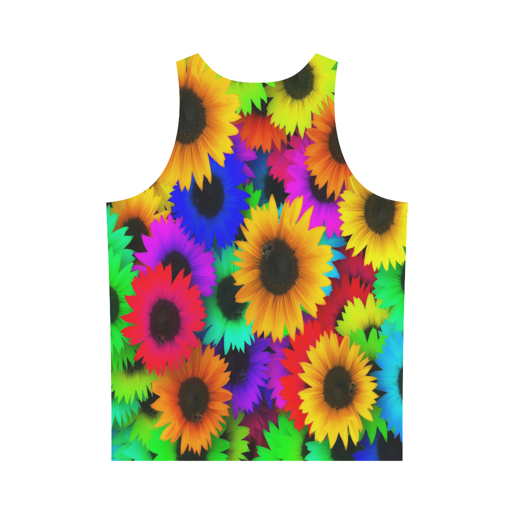 Neon Rainbow Pop Sunflowers All Over Print Tank Top for Men (Model T43)