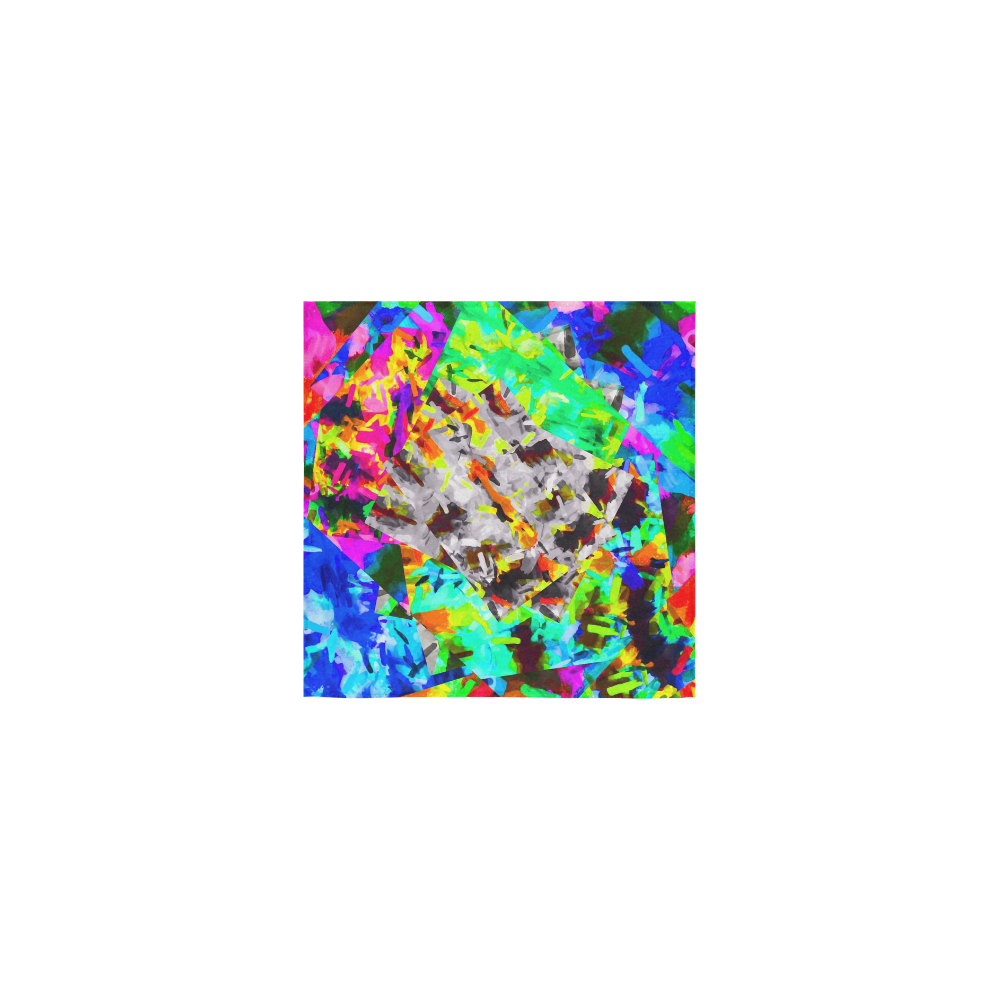 camouflage psychedelic splash painting abstract in blue green orange pink brown Square Towel 13“x13”