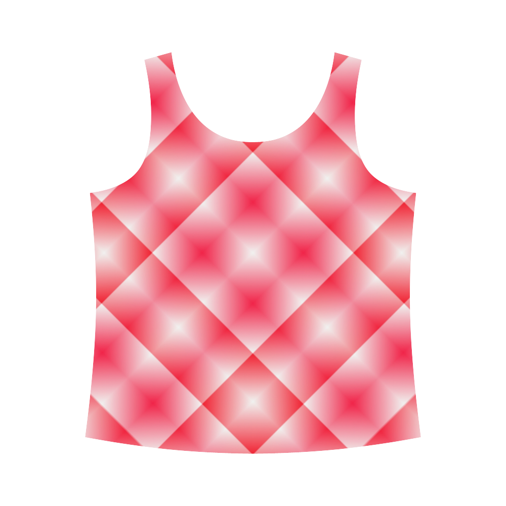 Pink and White Tartan Plaid All Over Print Tank Top for Women (Model T43)