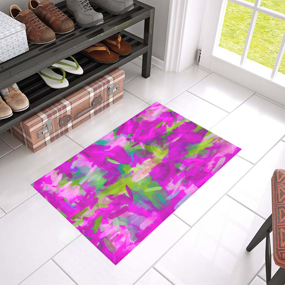 splash painting abstract texture in purple pink green Azalea Doormat 24" x 16" (Sponge Material)