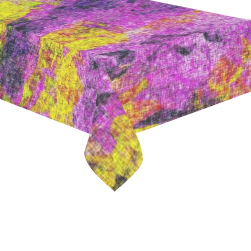vintage psychedelic painting texture abstract in pink and yellow with noise and grain Cotton Linen Tablecloth 60"x120"